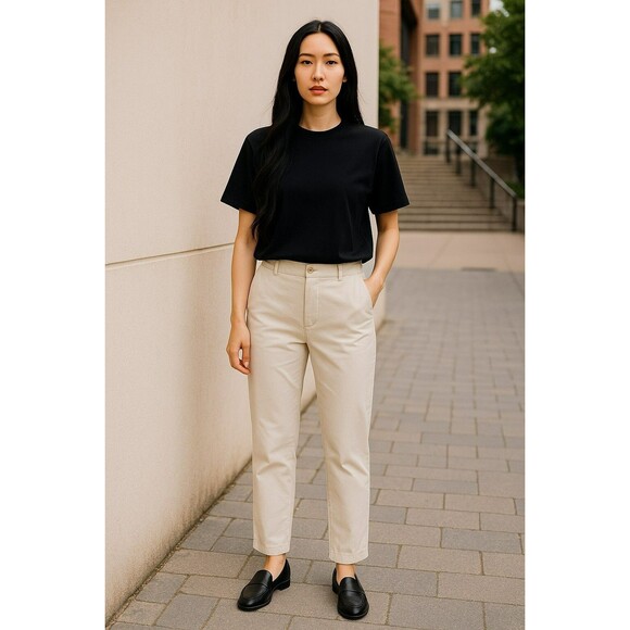 Talbots Pants Size 10 Stone Neutral Signature Fit Square Front Welt Back Pockets - Picture 6 of 9